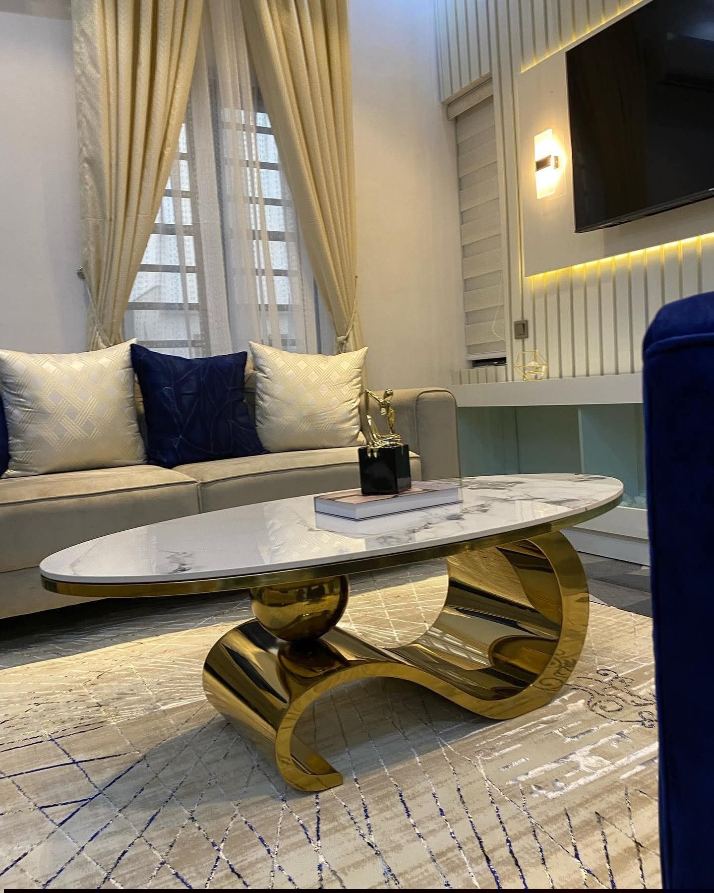A refined living room interior with balanced styling.